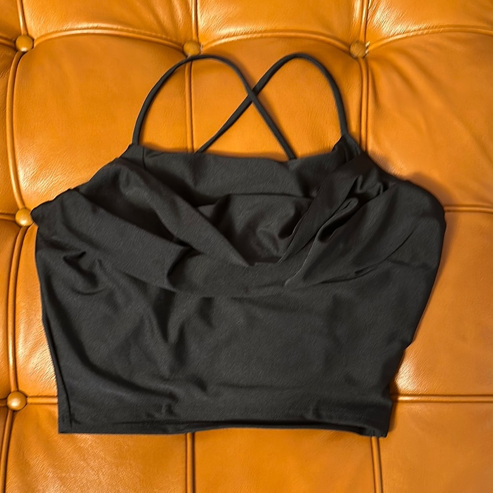 Trendy Black Strappy Crop Top